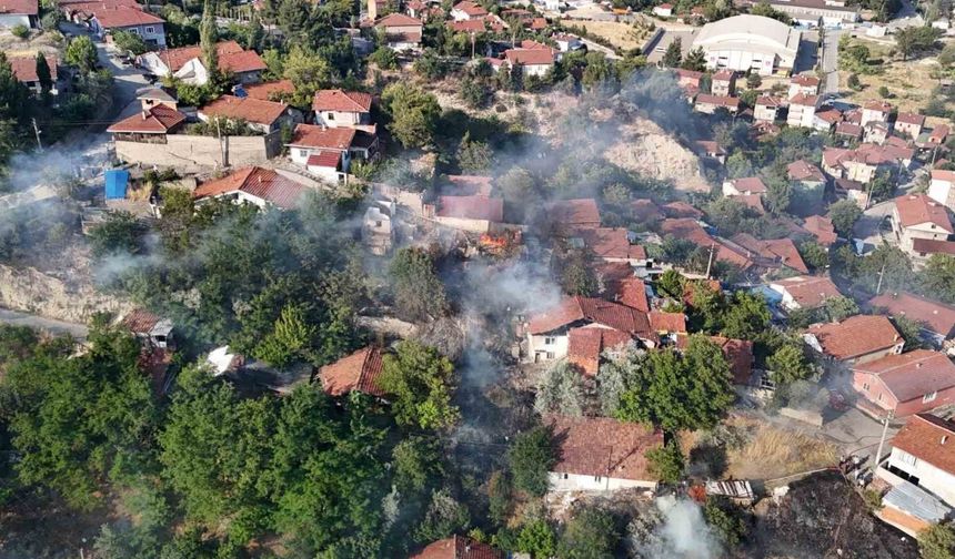 Otluk alanda çıkan yangında 4 ev zarar gördü