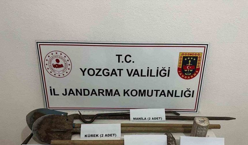 Yozgat’ta Kaçak kazı yapan baba oğula suçüstü yakalandı
