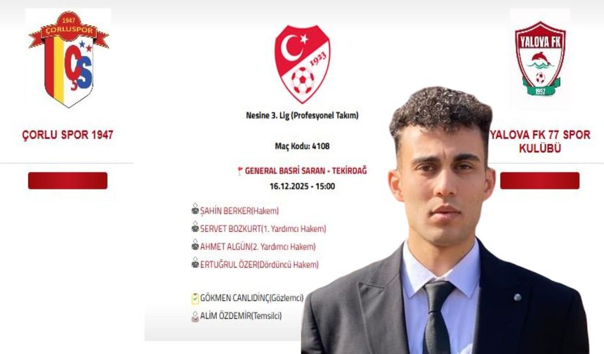 Tokatlı Hakem Ertuğrul Özer’e Nesine 3. Lig’de Önemli Görev
