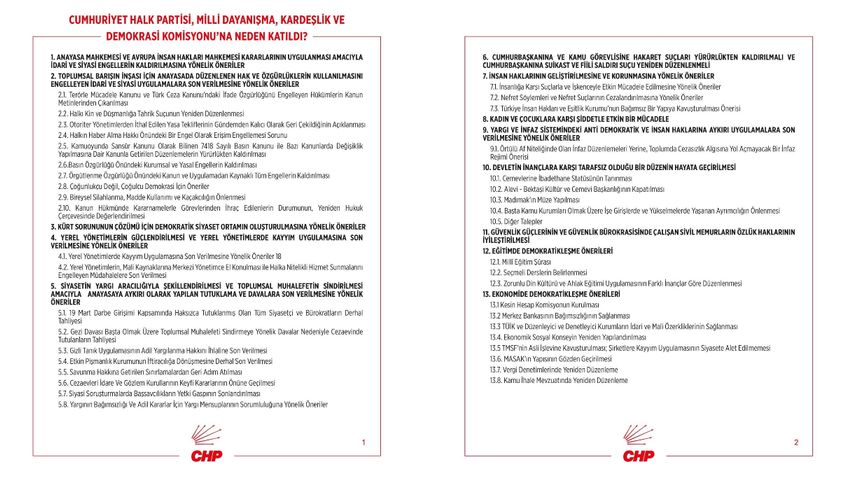 CHP'nin 13 Maddelik Reform Planı Açıklandı