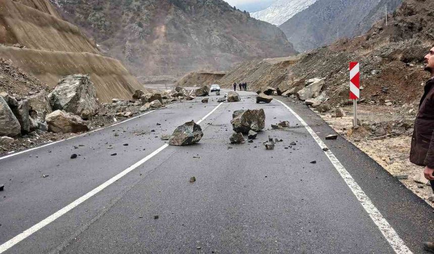 Artvin-Şavşat Karayolu'nda heyelan