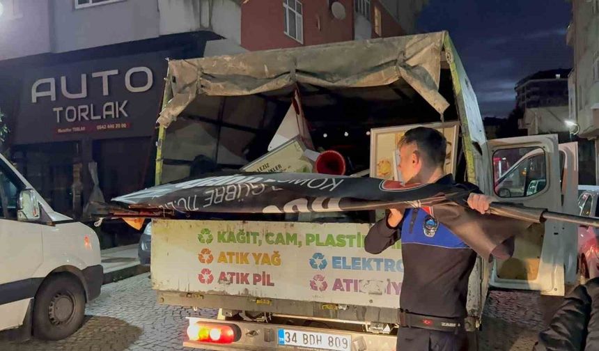 Rize'de kaldırım işgallerine yönelik reklam operasyonu