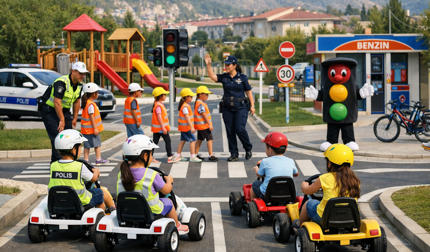 Tokat’ta Çocuklara Uygulamalı Trafik Eğitimi Programı Hızla Devam