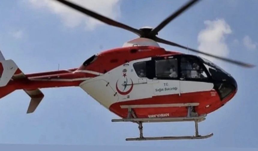 Çankırı'da ambulans helikopter inme geçiren hasta için havalandı