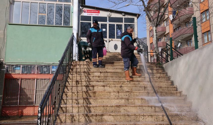 Tokat Belediyesi'nden Bayramda Cami ve Şadırvanlara Hijyen