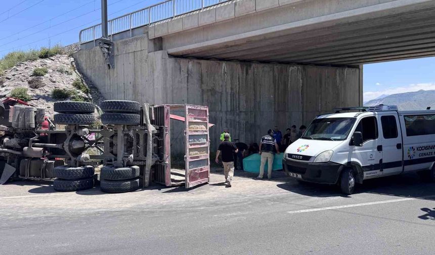 Damperi açılan kamyon köprüye çarptı: 1 ölü