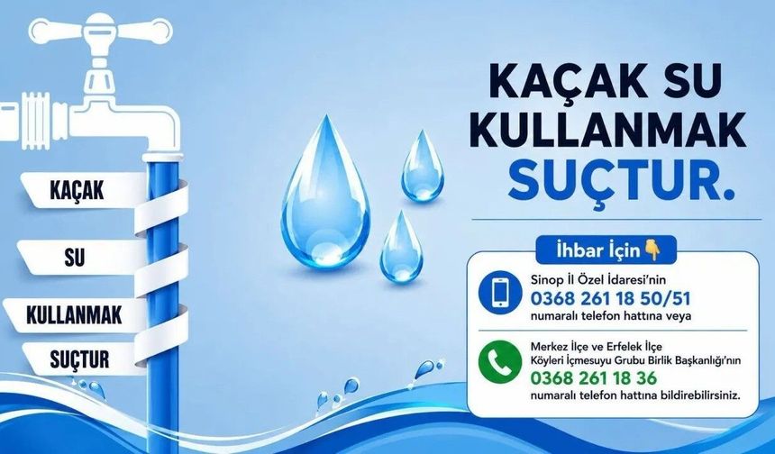 Sinop'ta kaçak su kullanan 8 haneye toplam 280 bin TL para cezası