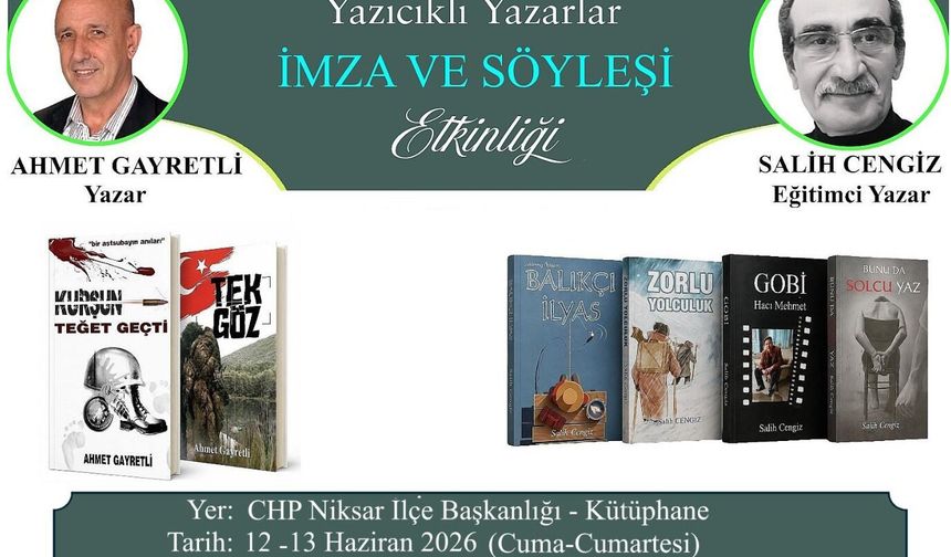 NİKSAR'DA YAZICIKLI YAZARLARDAN İMZA VE SÖYLEŞİ ETKİNLİĞİ