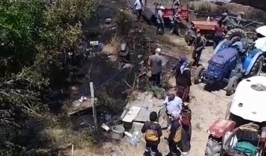 Evin avlusunda çıkan yangın büyümeden söndürüldü