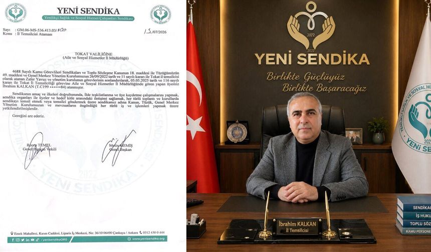 YENİ-SEN Tokat İl Temsilciliği Görevine İbrahim Kalkan Getirildi