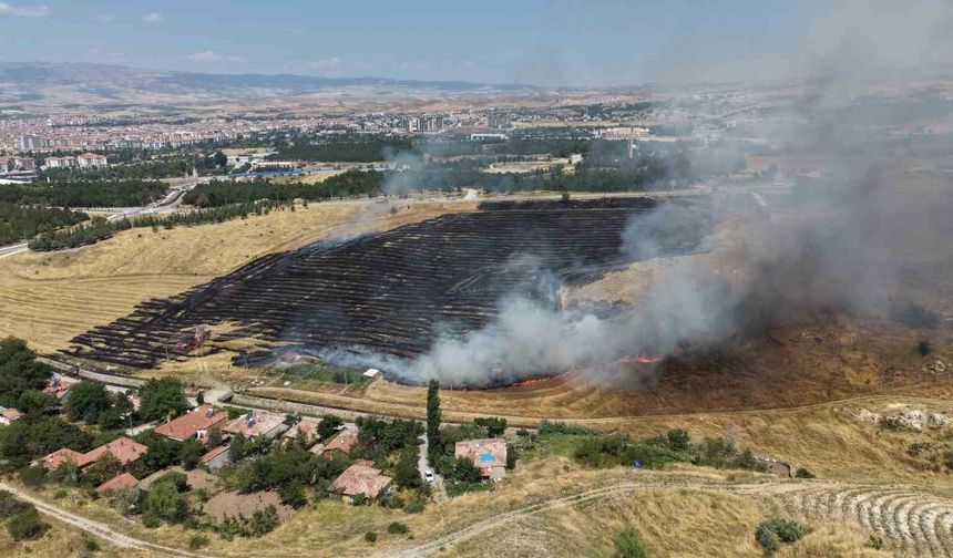 Çorum'da korkutan örtü yangını: 40 dönüm alan zarar gördü