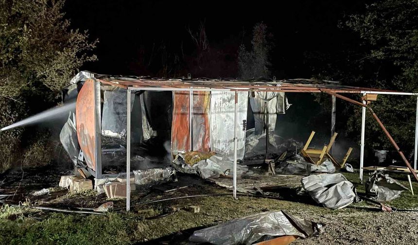 Konteyner ev alevlere teslim oldu