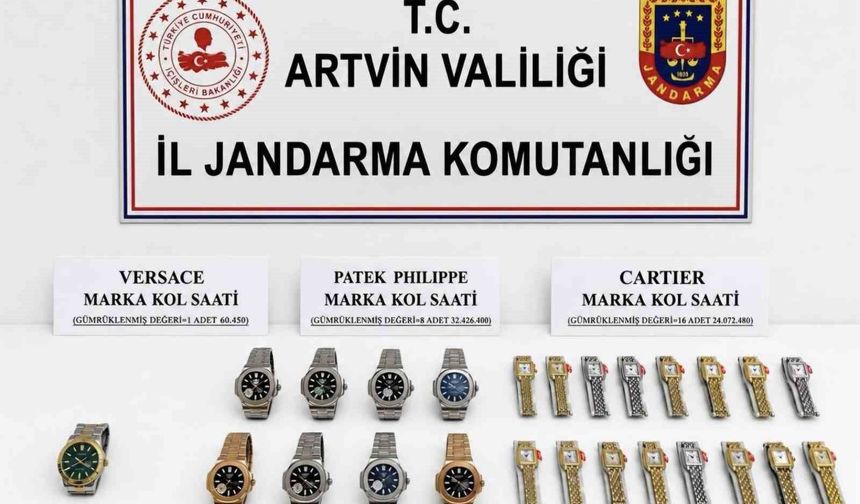 Ünlü markalara ait 56 milyonluk 25 adet kaçak kol saati gümrüğe takıldı