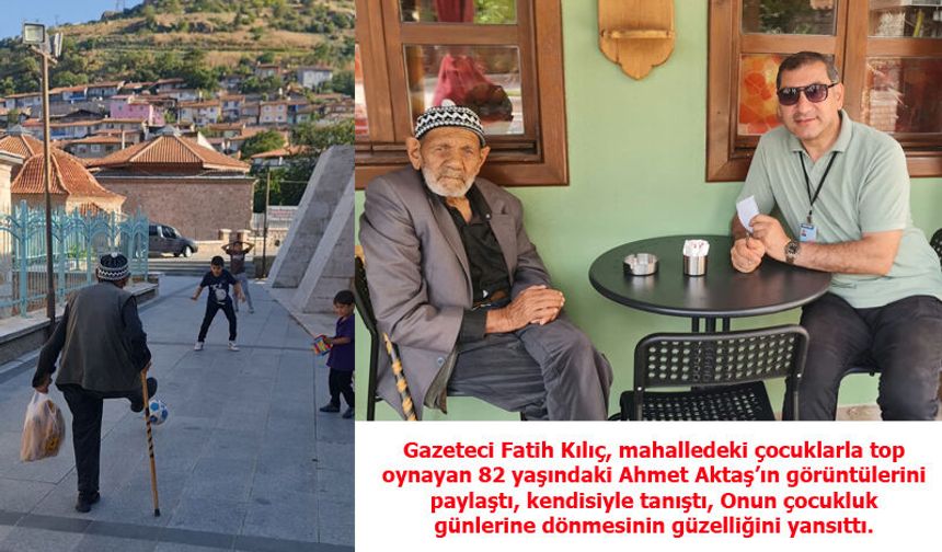 82 Yaşındaki Ahmet dede çocuklarla çocukluk günlerine döndü