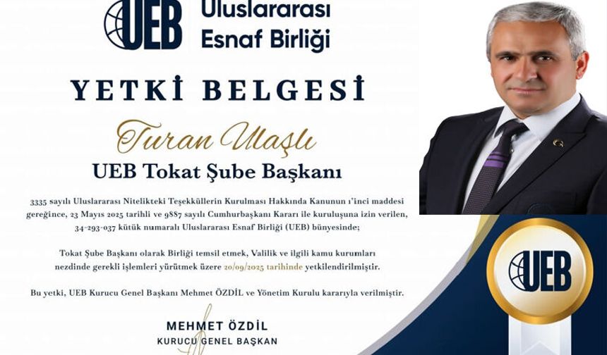 UEB TOKAT ŞUBESİ BAŞKANI TURAN ULAŞLI’NIN MAZBATASI GELDİ