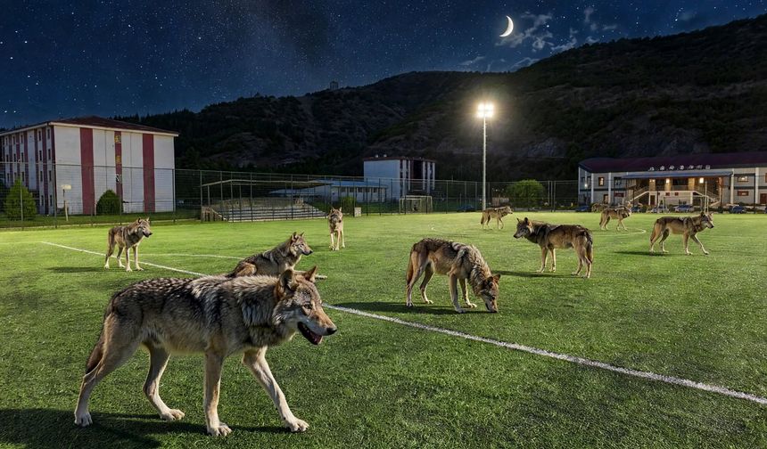 Tokat’ta Kurtlar Uzunburun’daki Sentetik Sahaya İndi