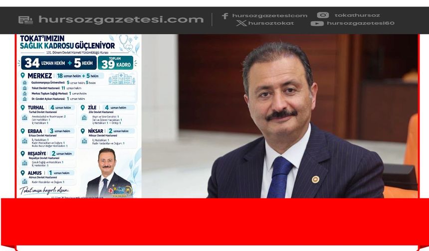Milletvekili Cüneyt Aldemir Müjdeyi Verdi: "Tokat’a 39 Yeni Hekim Kadrosu Tahsis Edildi"
