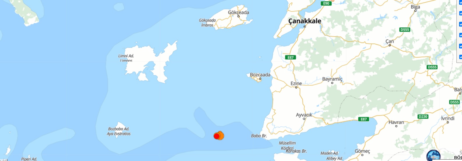 Çanakkale Ayvacıkta Deprem