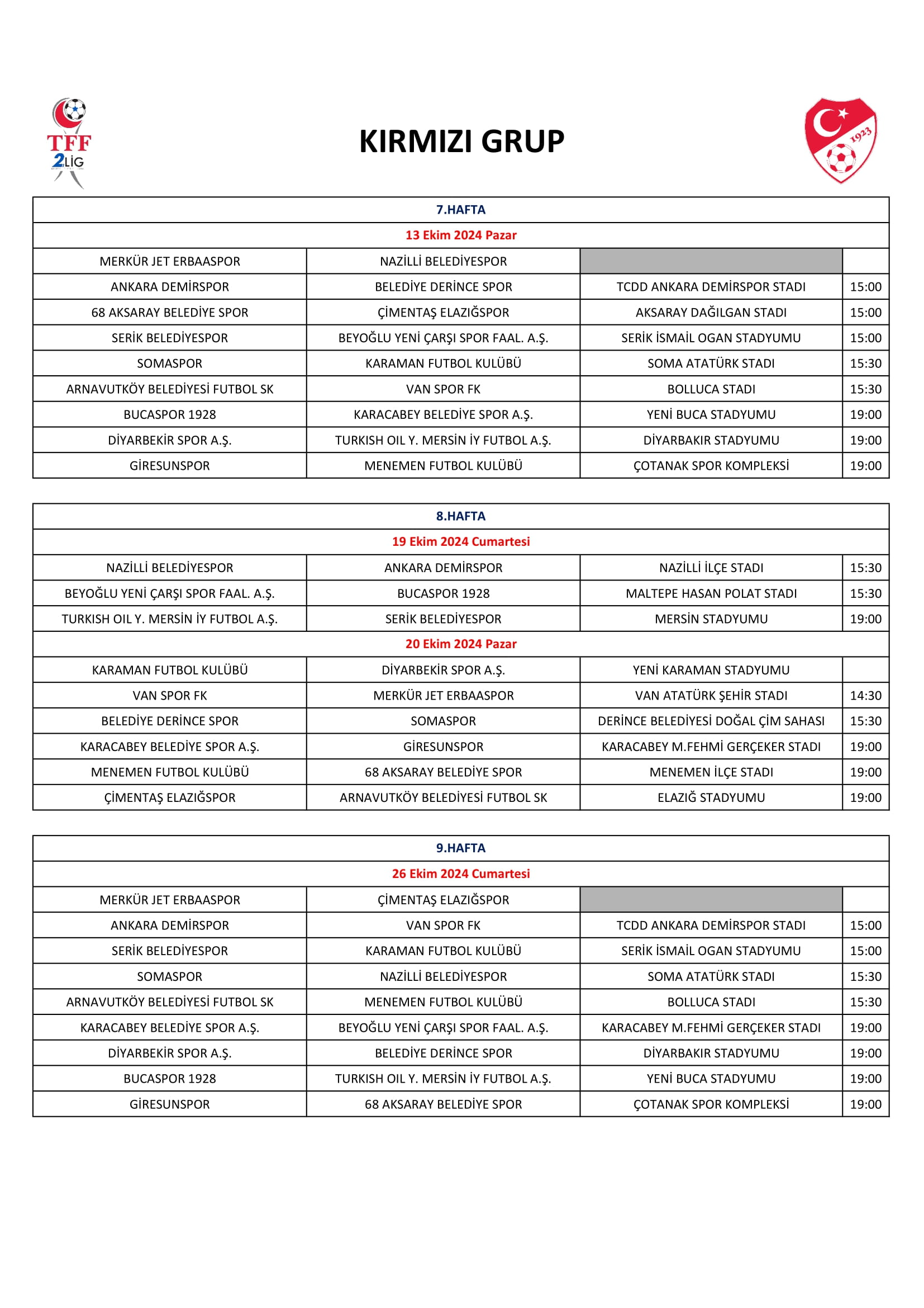 Erbaaspor'un İlk Yarı Müsabaka Programı Açıklandı (3)