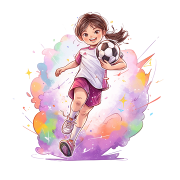 Pngtree Girl Sports Cartoon Playing Football Hand Drawn Elements Png Image 11320617
