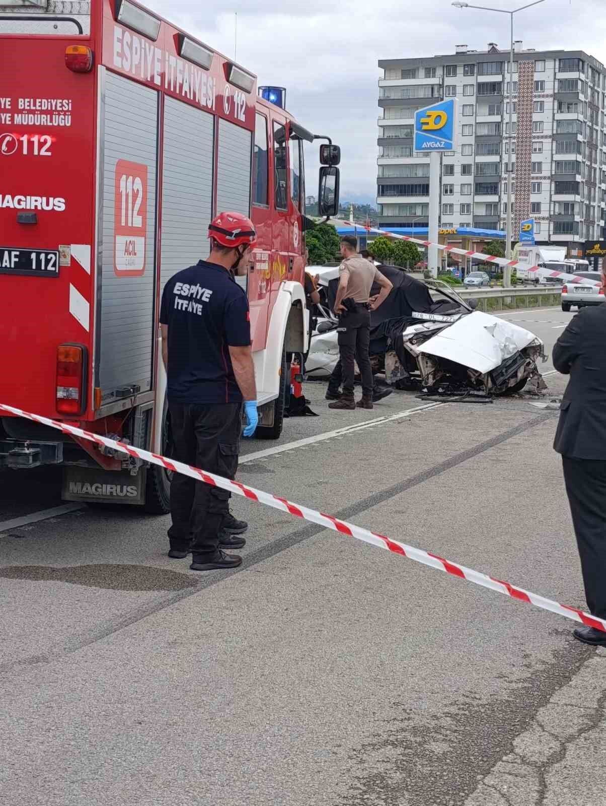 Giresun'da trafik kazası: 1 ölü, 1 yaralı