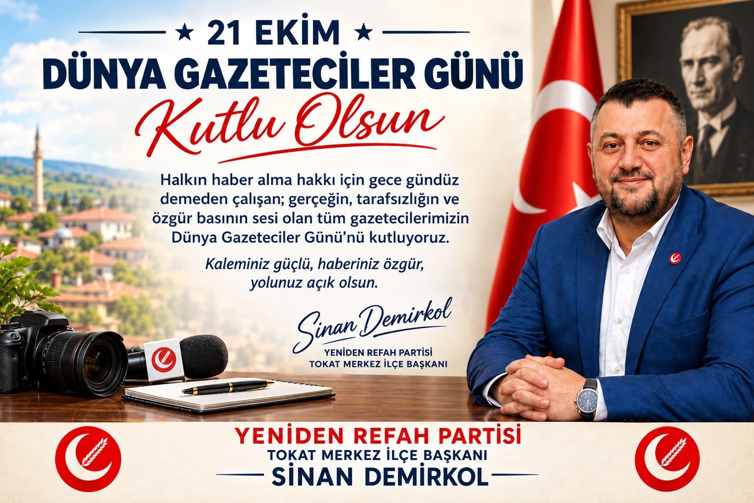Yrp’li Tokat Merkez İlçe Başkanı Sinan Demirkol’dan 21 Ekim Gazeteciler Günü Mesajı (1)-1